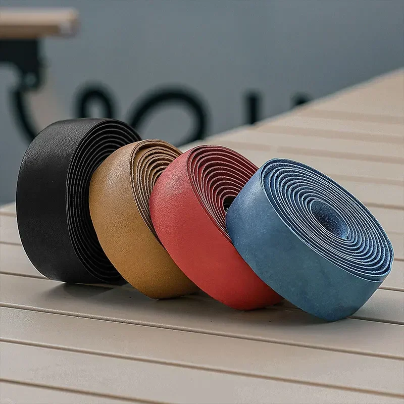 WEST BIKING Genuine Leather Handlebar Tape For Road Bike Retro Color Drop-Bar Bike Handlebar Winding Gravel Bicycle Accessories