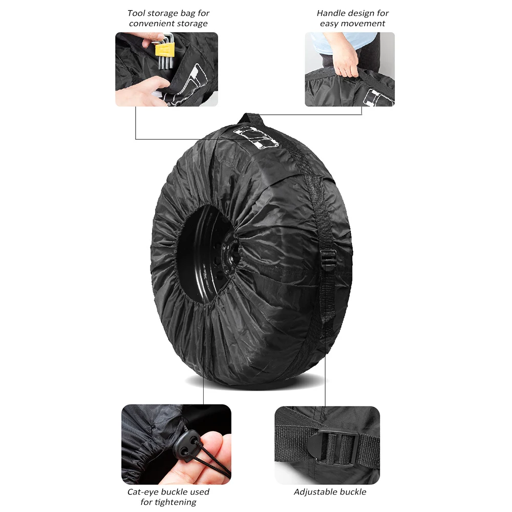 1PC Tire Cover, Waterproof Spare Tire Cover Tough Wheel Protector for Cars SUVs Vans Pickup Trucks, Fits Tires 13'' to 18''