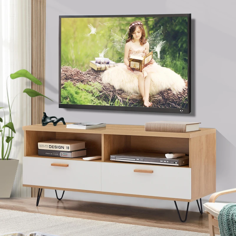 Wood grain outlet tv stand
