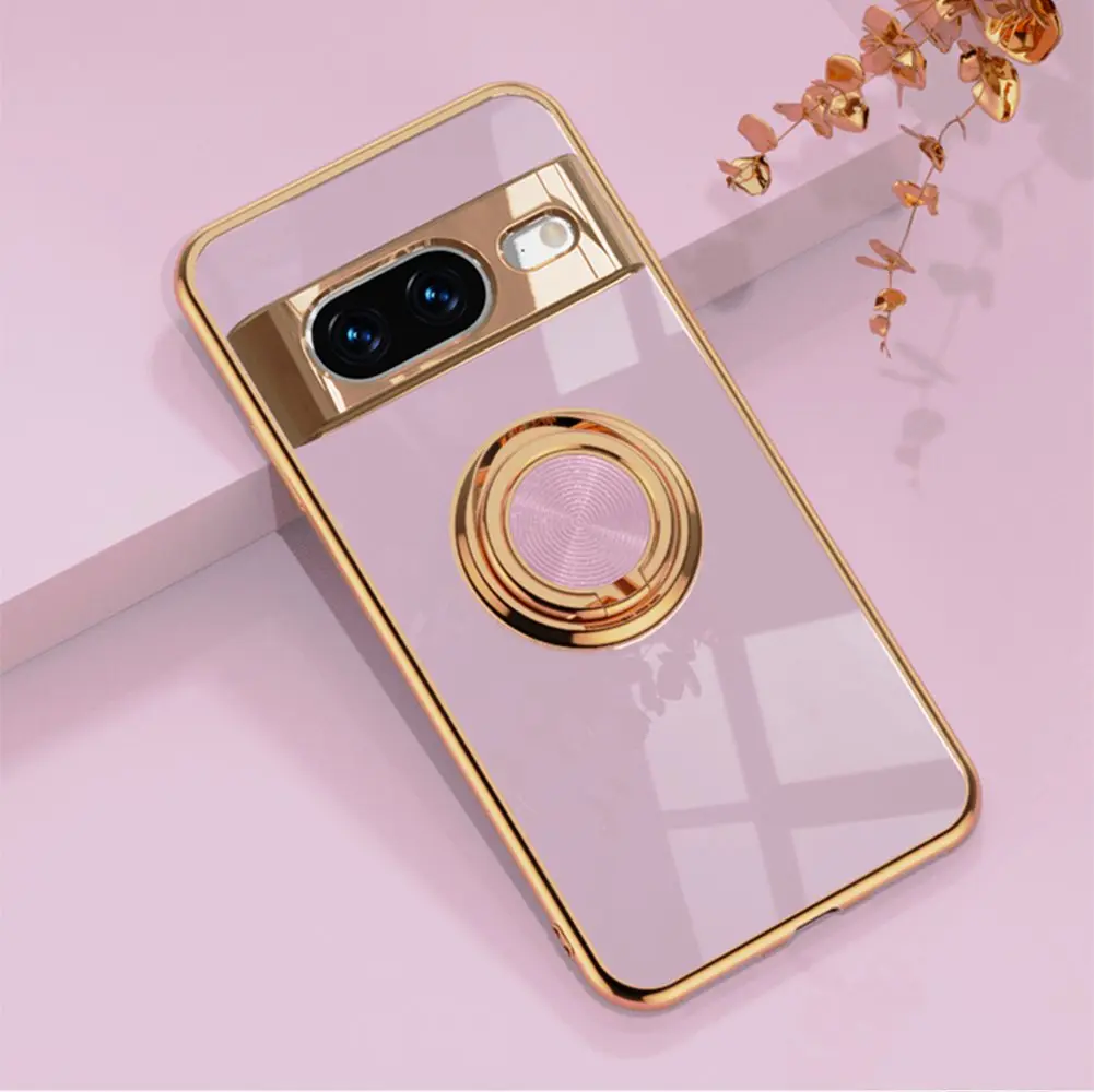 Gold Plating Shockproof Silicone Ring Case with Bumper Design