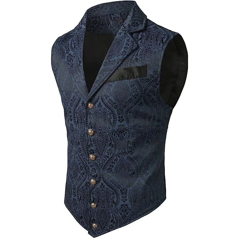 Chaleco Victoriano Para Hombre - Chaleco Gótico Steampunk Negro | Traje Medieval | Disfraz Halloween