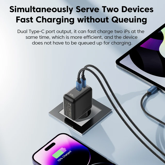 Toocki USB GaN Charger 35W Fast Charge Charger Type C PD 3.0 Quick Charge For iPhone 14 13 12 11 Pro Max USB C Charger Adapter 3