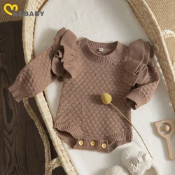 Ma&Baby 0-24Months Newborn Infant Baby Girl Romper Knit Ruffle Warm Long Sleeve Jumpsuit Toddler Fall Spring Clothing