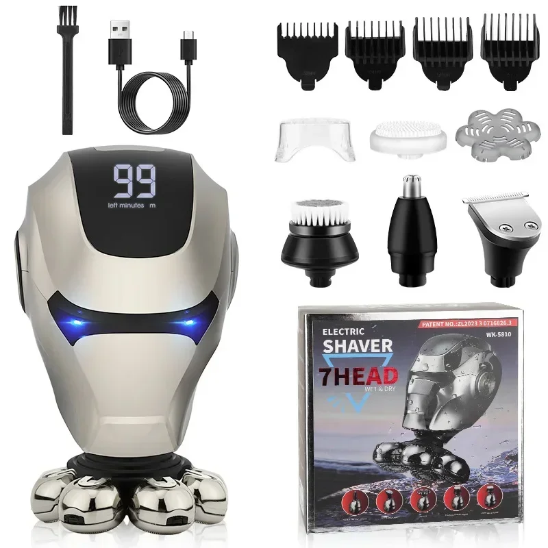 Resuxi-barbeador Multi-function Elétrico para Homens Navalha 7d Cabelos Carecas Aparador Mecanismo Wk5810