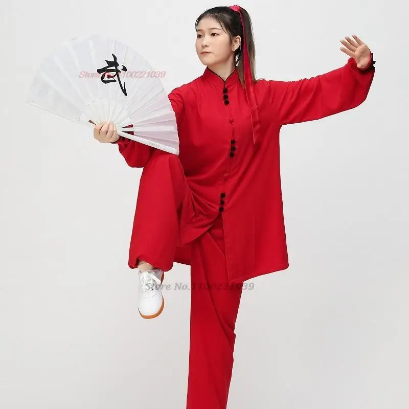 chinese vintage tai chi performance clothes tops+pants set martial arts tai chi taiji training uniform team performance set