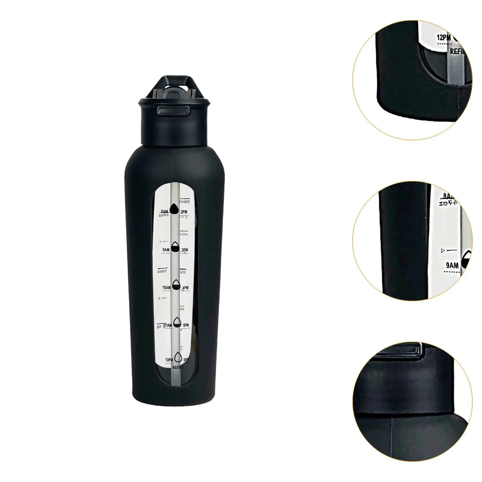 Glass Water Bottle with Silicone Sleeve Sports Bottle for Gym Travel Fitness Glass Water Bottle with Silicone Sleeve Sports Bottle for Gym Travel Fitness