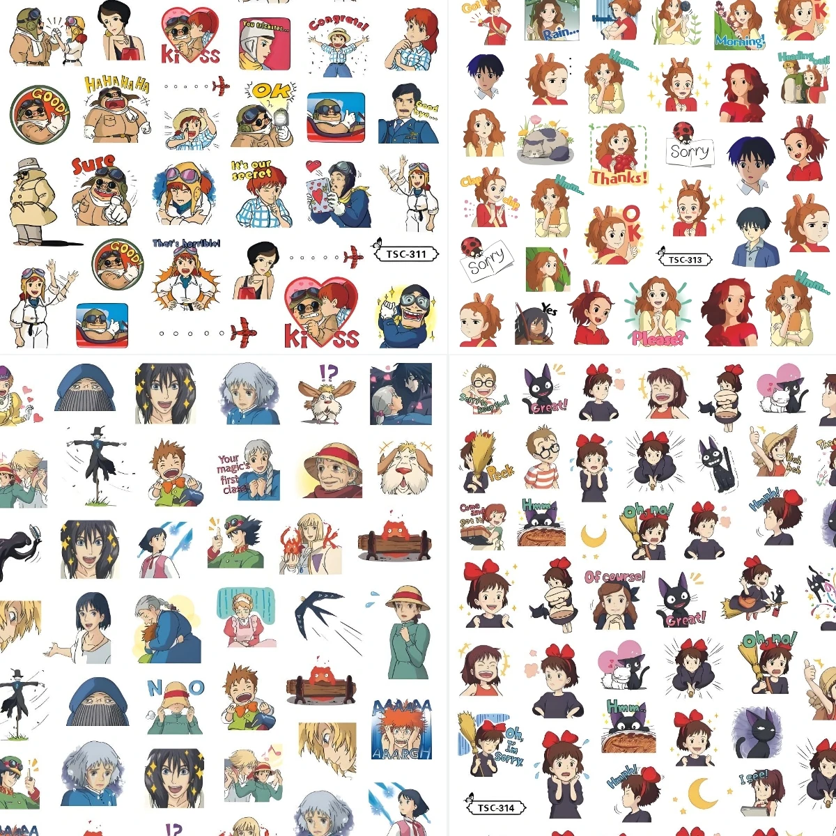TSC-103 Hayao Miyazaki Neighbor Totoro Howl Face Man Anime Collection 3d Nail Art Stickers for DIY Nail Fashion