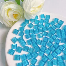 Blue Shine Assorted Glass Mosaic Tiles - 50 Piece Set for Crafts and Home Decoration (Ocean Glitter)