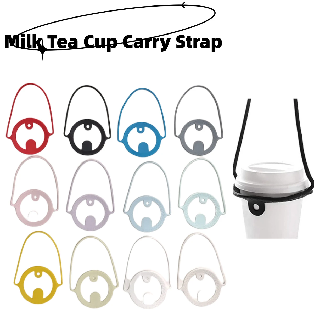 

1pc Portable Coffee Cups Carry Straps Reusable Cup Cover Silicone Hands Free Water Bottle Sling Tumbler Carrier Holder