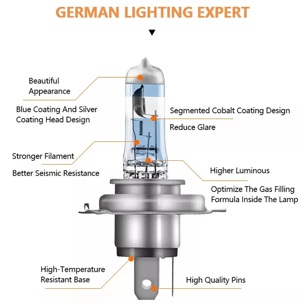 OSRAM H4 12V 60/55W NIGHT HYPER 9003 HB2 64193NH Car Upgrade Halogen Headlight +130% More Bright Original Quality Lamps P43t 4