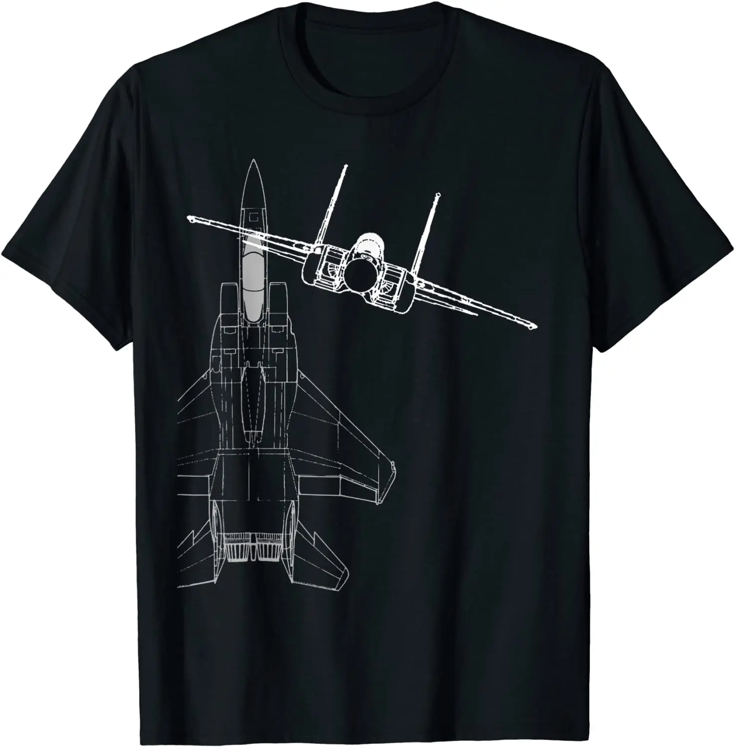 

F-15 Eagle Fighter Line Art Military Aviation Gift T-Shirt 100% Cotton O-Neck Summer Short Sleeve Casual Mens T-shirt Size S-3XL