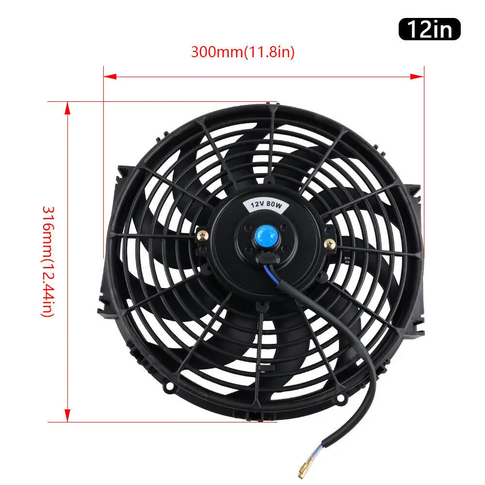Electric fan car fan universal 7/9/10/12 Inch 12V 80W 2100RPM car air conditioning electronic radiator cooling fan blade electric cool mounting kit