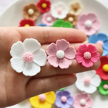 10 pz 21mm-34mm cinque petali fiore in miniatura retro piatto cabochon in resina per tornante Scrapbooking fai da te decorazioni per la casa accessori artigianali 1