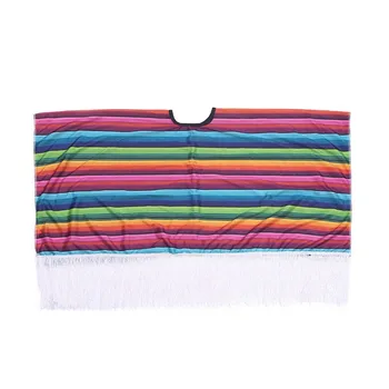 Mantello etnico Costume messicano Halloween Striscia arcobaleno Mantello stile messicano Mantello Cosplay Mantello popolare Poncho messicano Festival Party