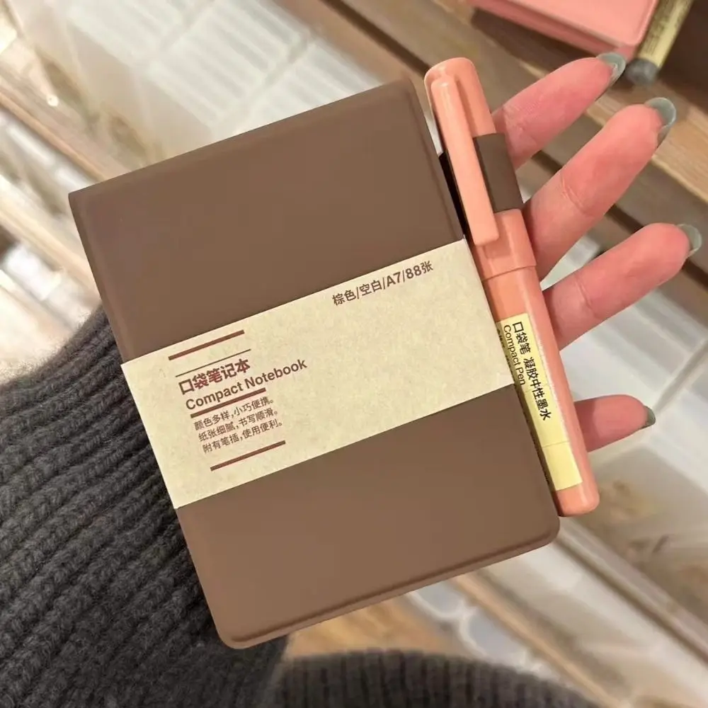Compact Retro PU Leather Notepad – Solid Color Diary Book with Blank Pages