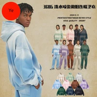 Solid Color Blanks plus fleece thicken spray-dyed aged hoodie