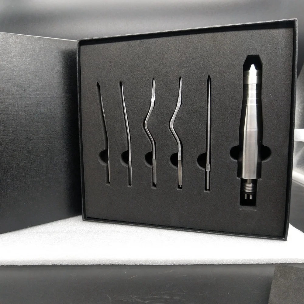 

Dental Pneumatic Elevator Tools Set with 5 Tips, Tooth Extraction Surgery Instruments