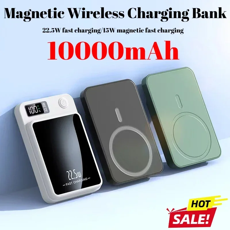 10000mAh Portable Magnetic Power Bank Fast Wireless Charger  for Iphone 12 13 14 Pro Max Macsafe External Auxiliary Battery Pack 2