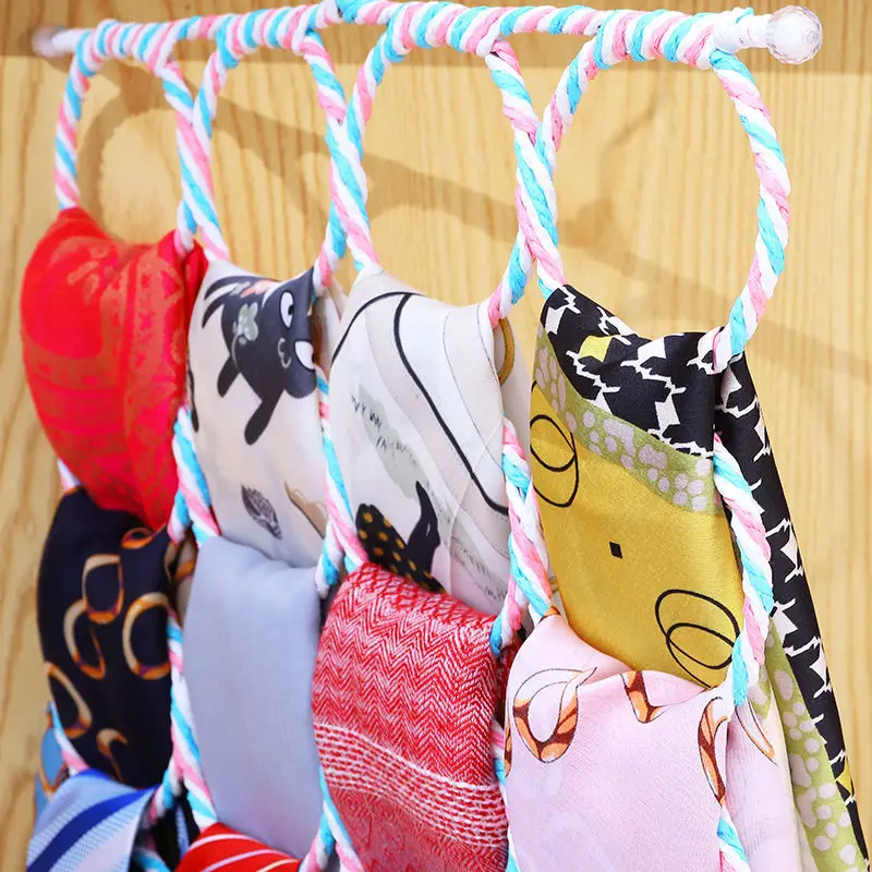 9/16/28 Rings Scarf Hanger Multi Scarves Vertical Display Hanger Hijab Ties  Belt Organizer Circle Storage Holder Clothes hanger