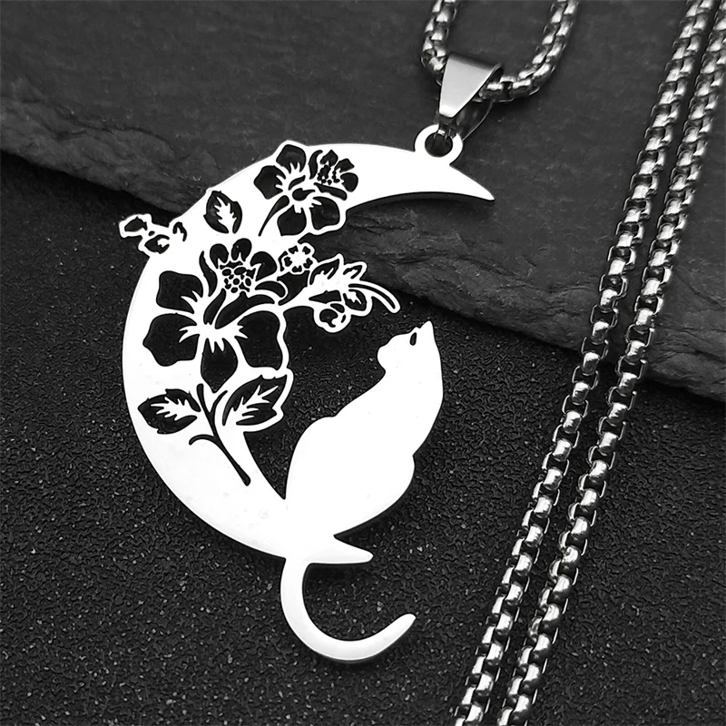 Pendentif Créatif Lune/Rose Chaîne Courte - Décoration Sac École & Accessoire Fantaisie