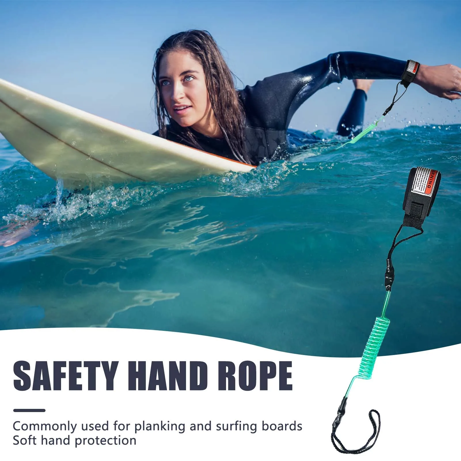 130cm Surfbrett-Sicherheitsleine mit Klettverschluss, Einweg-Wickelriemen, Spiralförmige Bodyboard-Leash, Geeignet für Training und Übungen – Detail 4