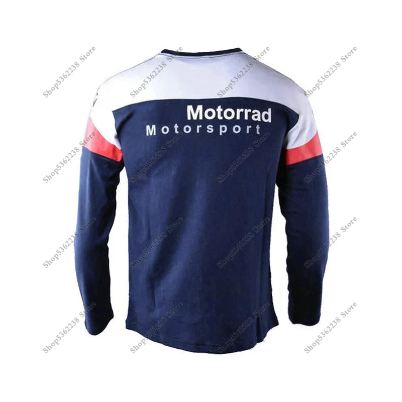 BMW 오토바이 Motorrad 남성용 스포츠 레이싱 롱 티셔츠, 속건성 통기성 블루 여름 햇빛 차단 저지
