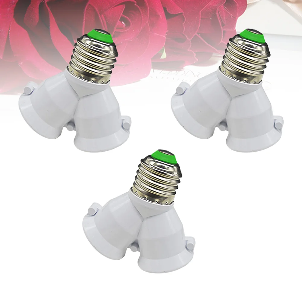 

3 Pcs E27 Way Socket Lamp Bulb Holder Shape Adapter Splitter to Base High Temperature Resistance