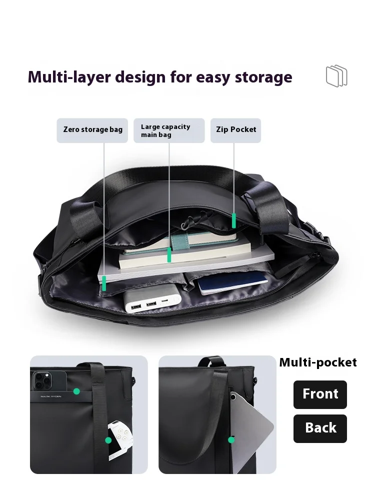Leather Messenger Bag for Men Black Crossbody