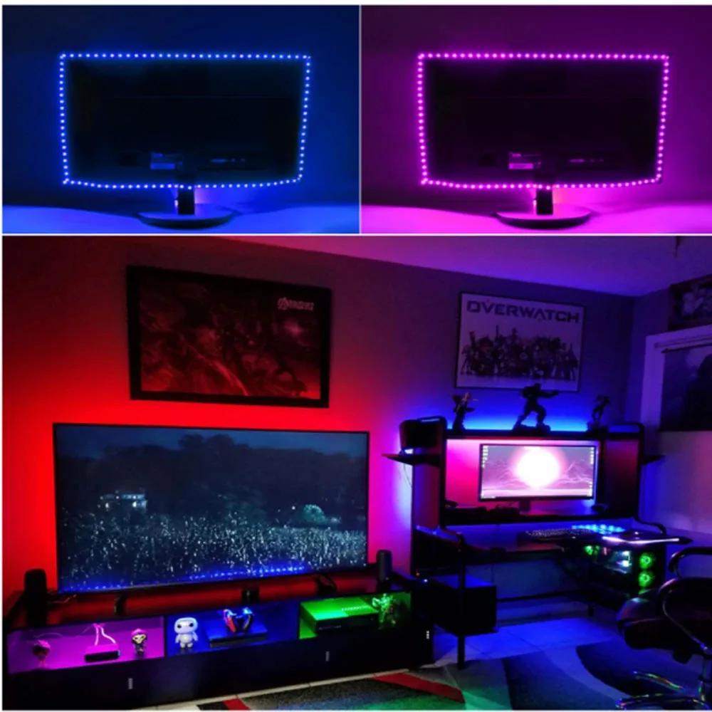 LED Strip Light RGB 5050 5V 3-Key Control Color Changing Light Strip Suitable For Room TV Decoration 16 Million RGB Colors