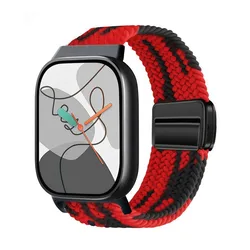 Magnetic Nylon Breathable Braided Sport Watchband Bracelet Accessories - Mi Band 8 Pro (Black Red)