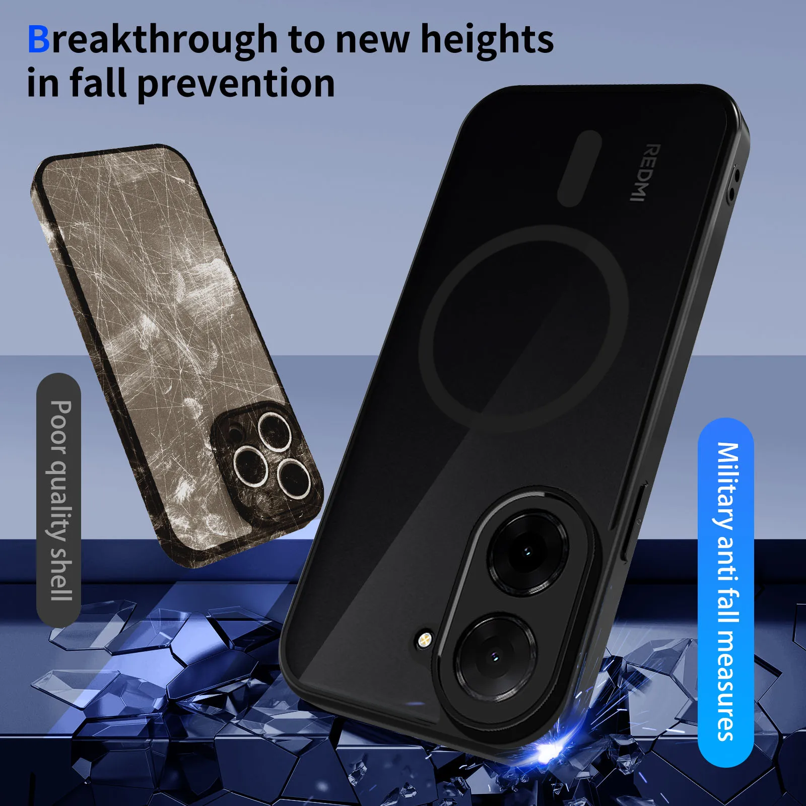 Matte Transparent Magnetic Wireless Charging Shockproof Case with Magsafe Compatibility