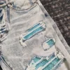 men diamond sequinces distressed lt blue jeans 4