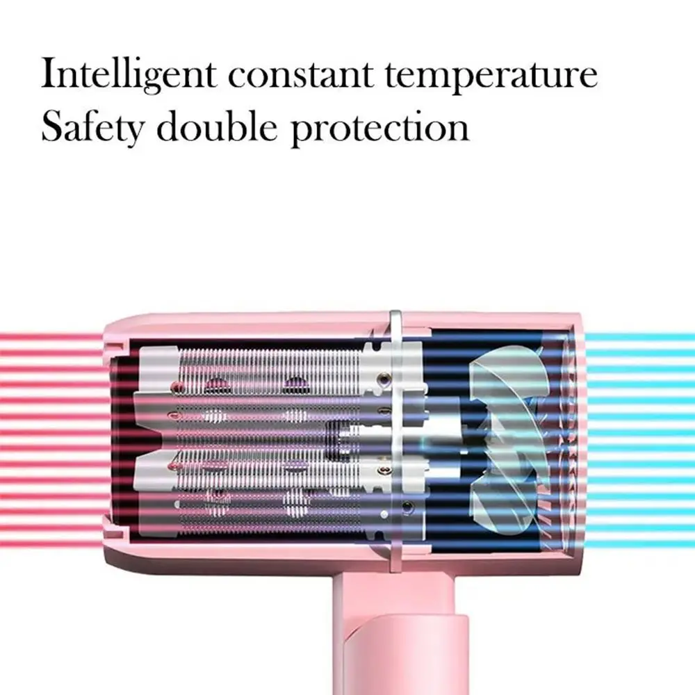 Foldable Ionic Hair Dryer with Smooth Nozzle Attachment Negative Ion Blow Dryer Colorful Low Noise MIni Folding Hairdryer
