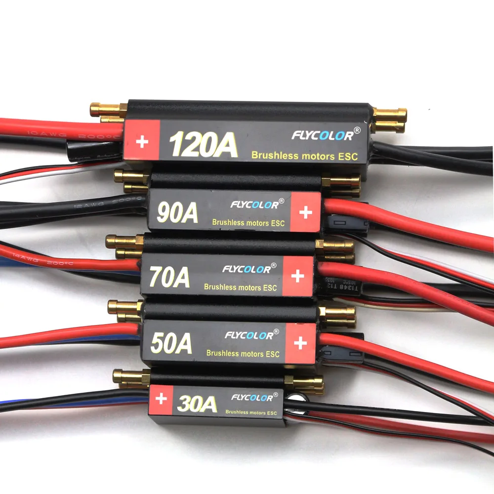 FlyColor 30A 50A 70A 90A 120A RC BOOT ESC Wasserdichter 2-6S Lipo Bürstenloser Geschwindigkeitsregler mit Programmkarte für RC-Bootsmotor – Detail 17