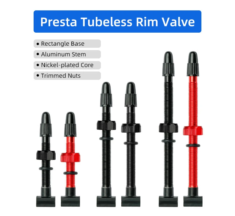 Deemount Presta Nippel Fahrrad Tubeless Felge F/V Ventile Eloxierter Aluminium Vorbau Messingkern Integrierte Rechteckbasis – Detail 1