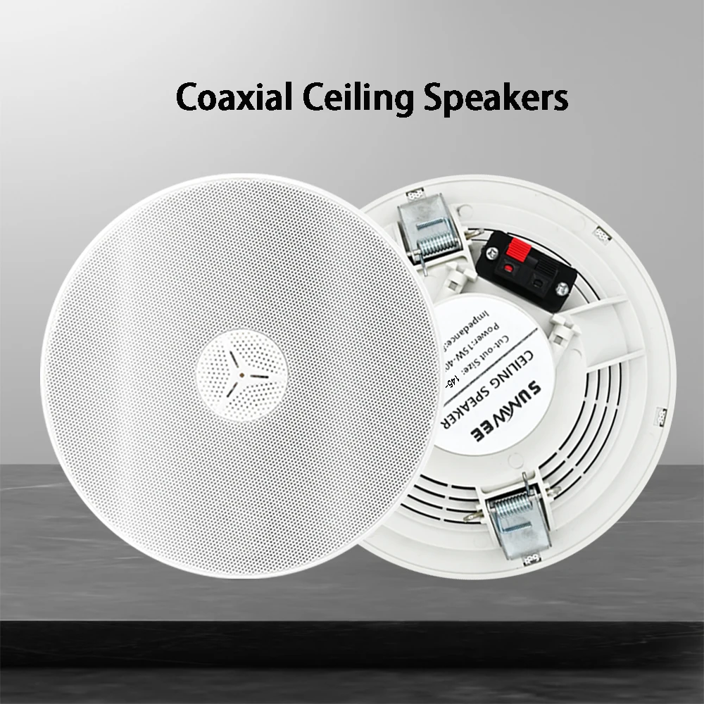2024 new type 8Ω Coxial Ceiling Speakers Passive Roof Speaker Stereo Sound Frameless Narrow Edge Shell Woofer Speaker 2