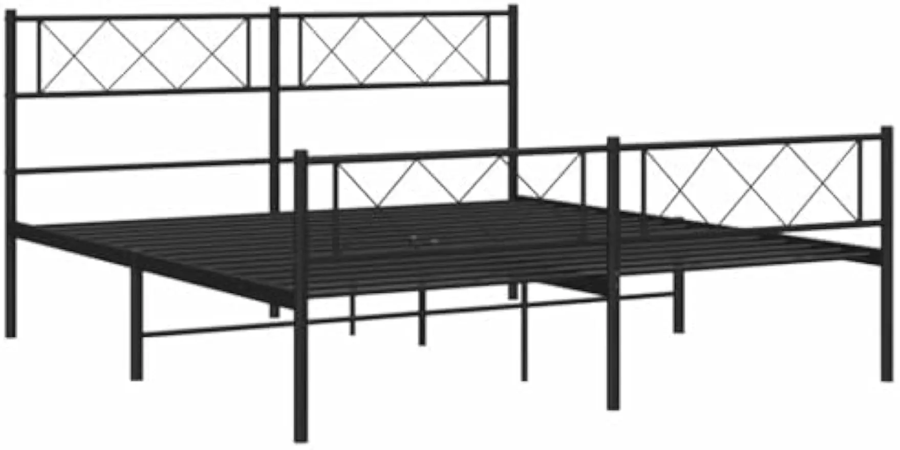 Metal Bed Frame Without Mattress with Footboard Black Platform Bed Supportive Mattress Base ﻿ Bedstead 53.1"x74.8"