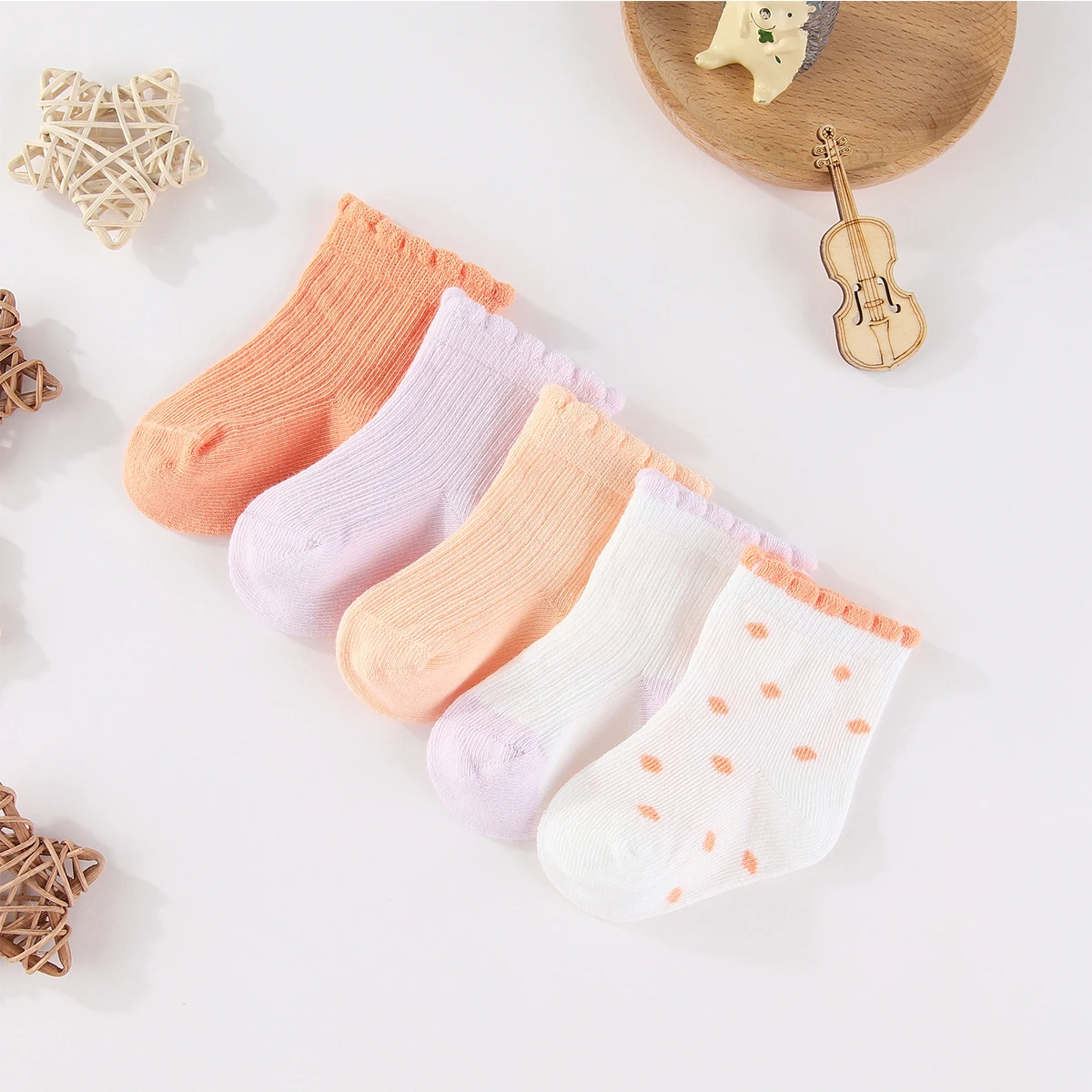 Kiddiezoom 5 Pairs Fashion Newborn Baby Boy Girl mid-calf Socks Cotton Soft Breathable Infant Accessories Four Seasons 0-12M 19 Kiddiezoom 5 Pairs Fashion Newborn Baby Boy Girl mid-calf Socks Cotton Soft Breathable Infant Accessories Four Seasons 0-12M - Image 5