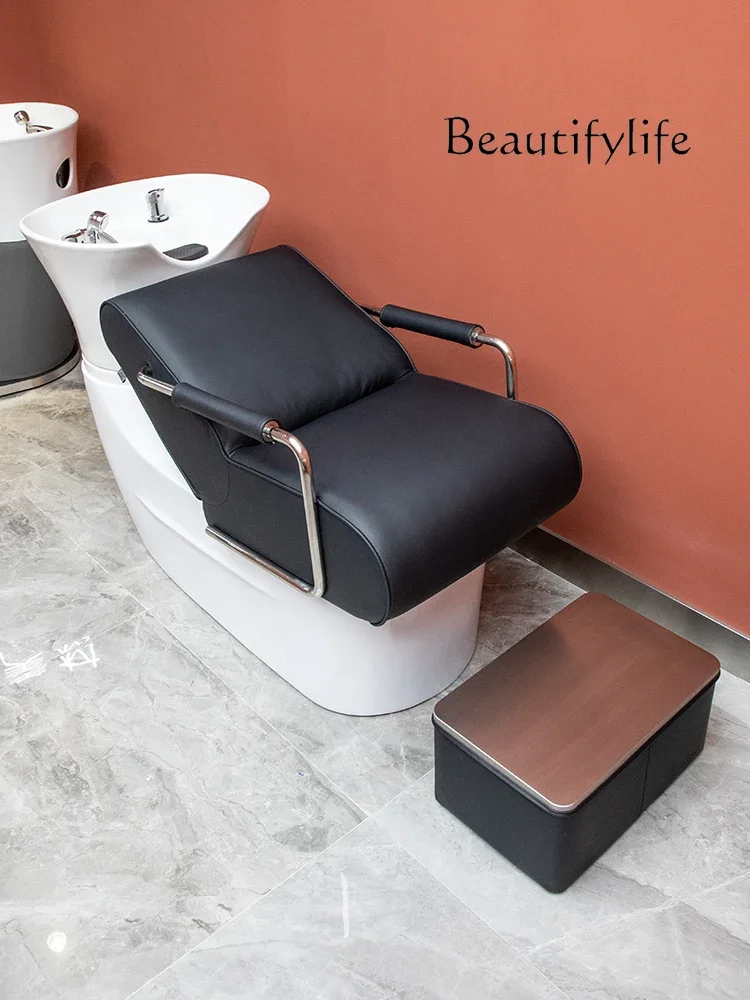 

Высококачественное половинное Лежачее кресло интернет-знаменитости для салона красоты керамическое кресло для мытья умывальника Парикмахерская кресло для шампуня сидячее