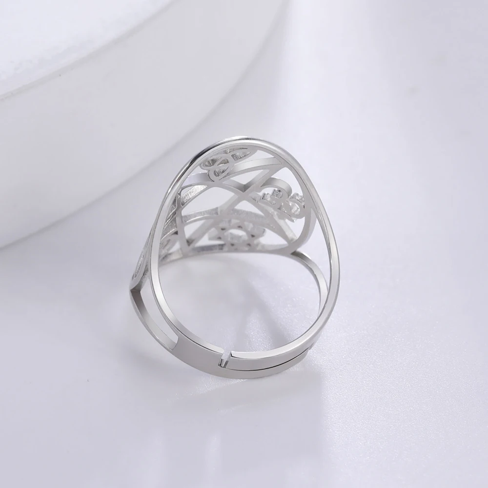 Dawapara Pentagramm Einstellbare Ring für Männer Frauen Triquetra Kreuz Stern OM Symbol Religiöse Geschenk Edelstahl Schmuck – Detail 22