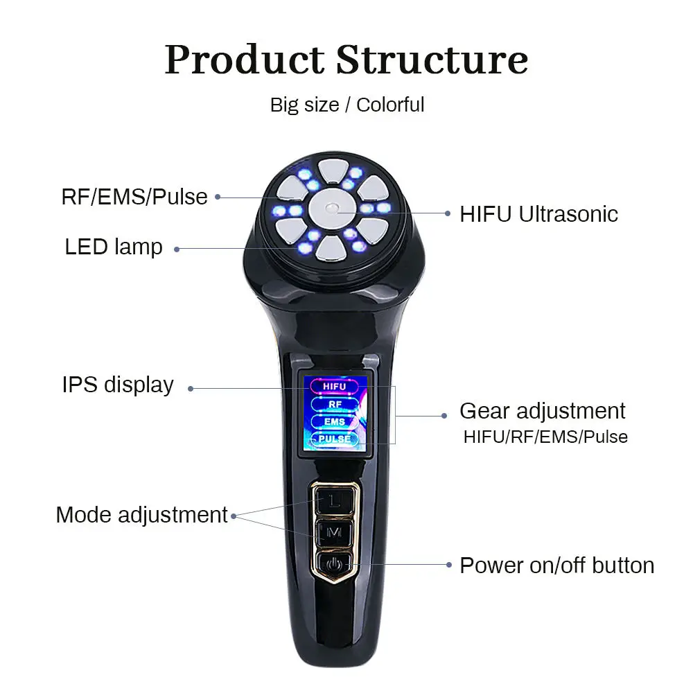 Фото Amuliss Профессиональный мини домашний Ems Rf лифтинг лица импульсный шейный лица красота лица Ems светодиодный фонарик Hifu для женщин №5