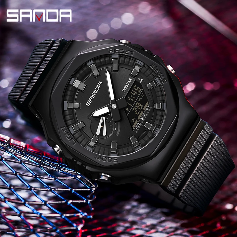 SANDA New Fashion Sport Men's Watch Casual Style Watches Men Military Quartz Wristwatch Diver S Shock Man relogio masculino 3167
