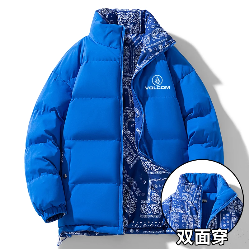 Winter New Volcom Men's and Women's Down Cotton Jacket Double sided Skiing Outdoor Couple Leisure Coat Cotton Jacket 4
