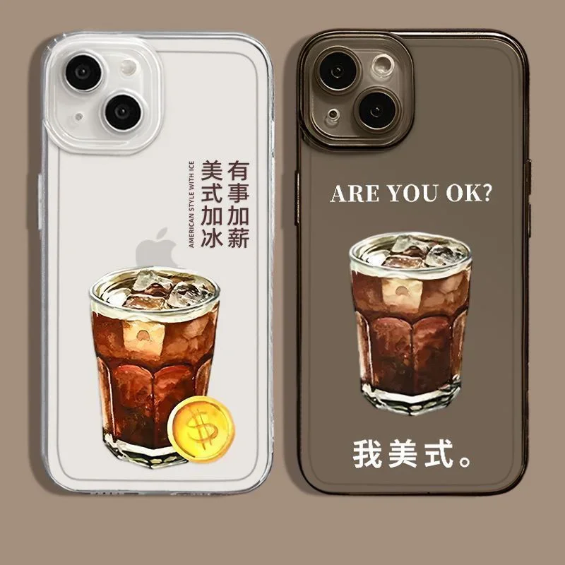 Cute Cartoon Iced Americano Couple Phone Case - Stylish Mobile Cover
