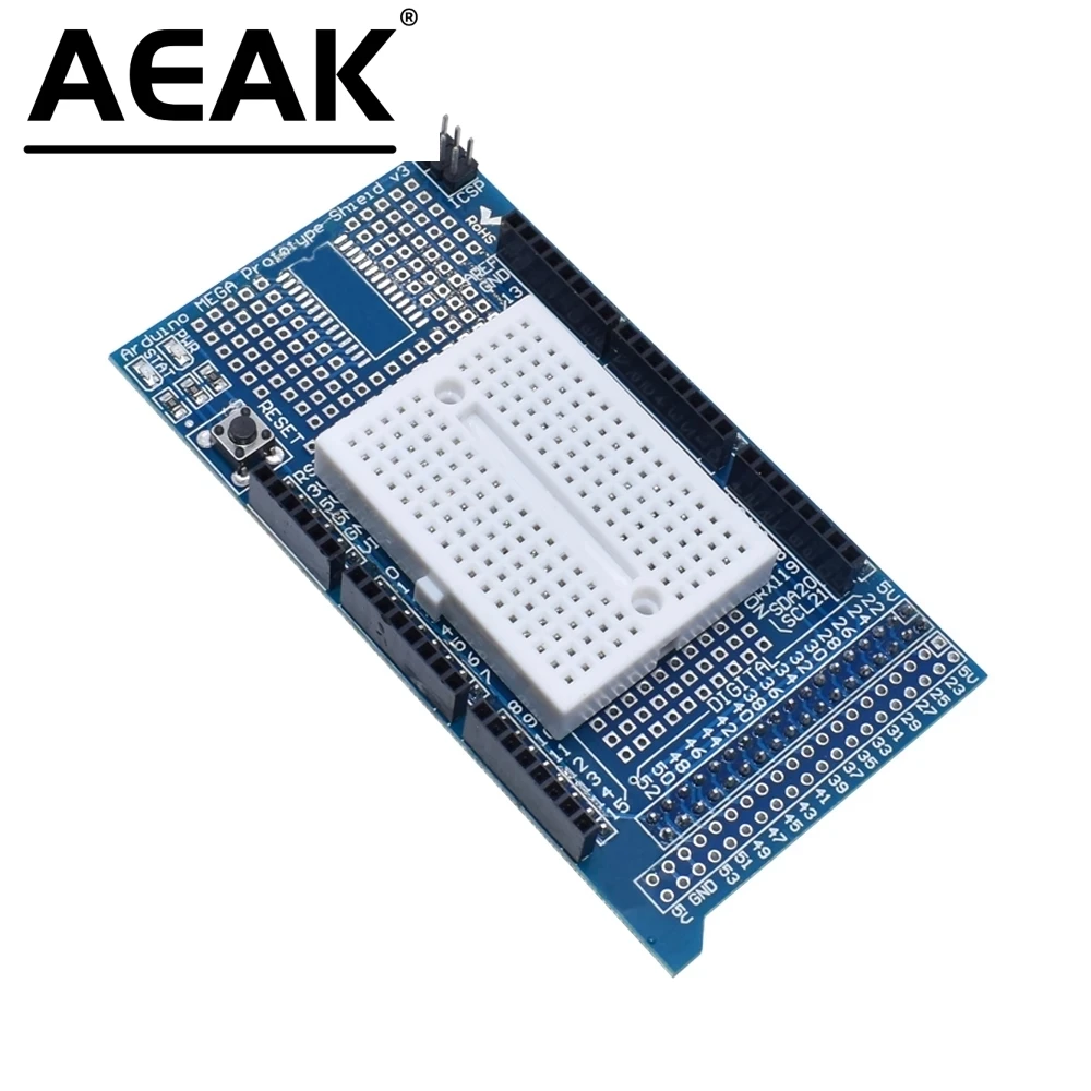Aeak Mega 2560 R3 Proto Prototype Shield V3.0 Scheda Di Sviluppo Di Espansione + Mini Pcb Breadboard 170 Punti Di Fissaggio Per Arduino Fai Da Te