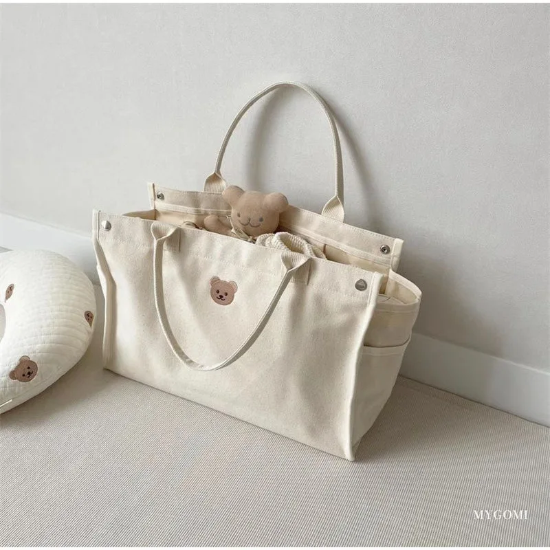 Canvas Mommy Bag Baby Nappy Bags for Newborn Diaper Organizer Pouch Babies Accessories Stroller Tote Bag Mom Handbags 4