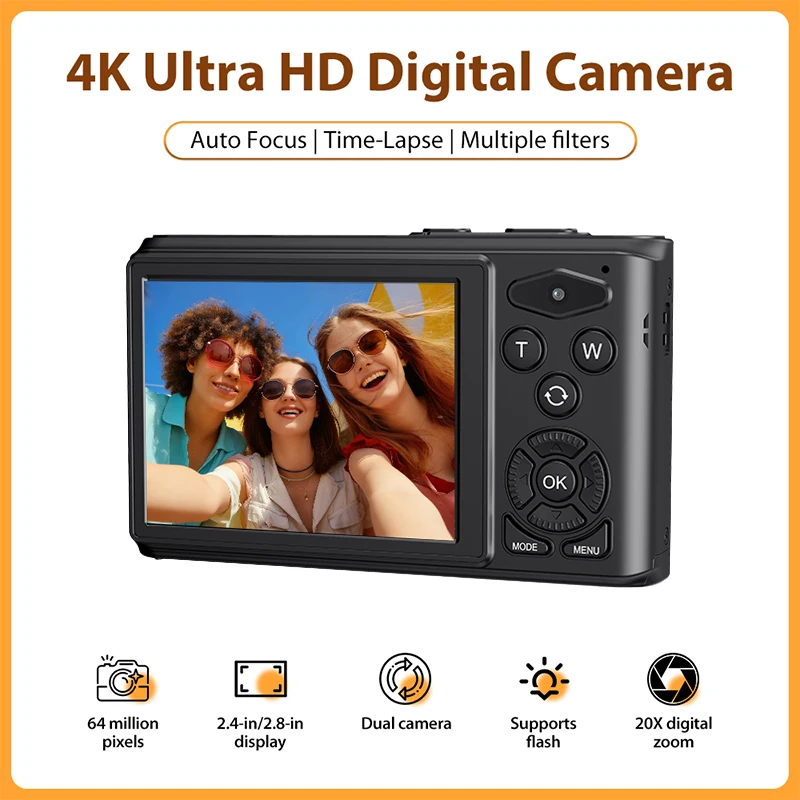 Caméra Action 4K 64MP avec Écran 2.4 Pouces - C6A Blanc/Noir