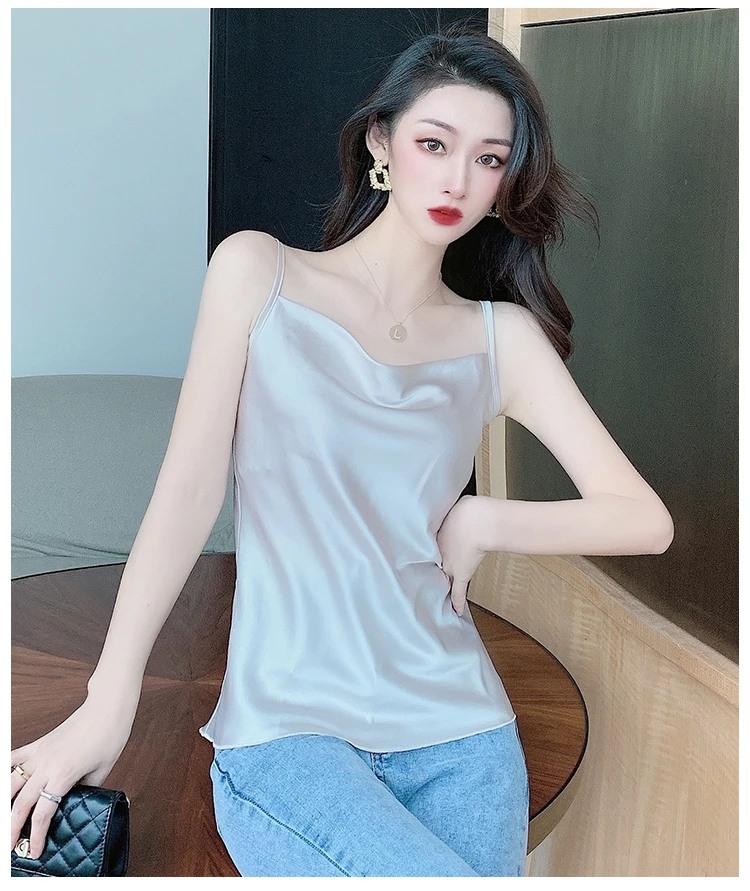 white bra Sexy Satin Silk Tank Top Halter Crop Tops Women Summer Camis Backless Camisole Casual Tube Top Female Sleeveless Cropped Vest camisole bra