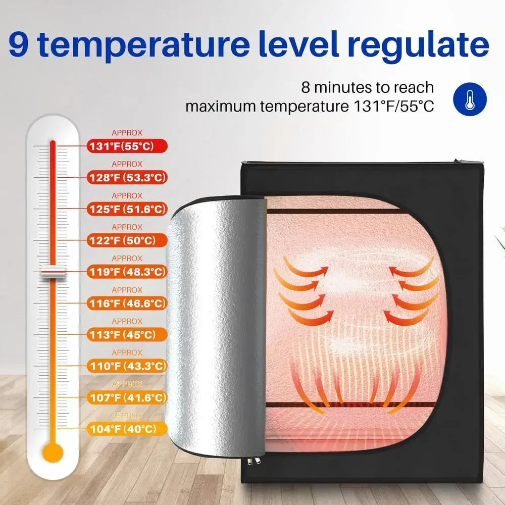 2-Person Portable Steam Sauna Tent Chair Remote Control 1400W 4L 270lbs 75" Tall 104-131°F Home Relaxation Spa 4