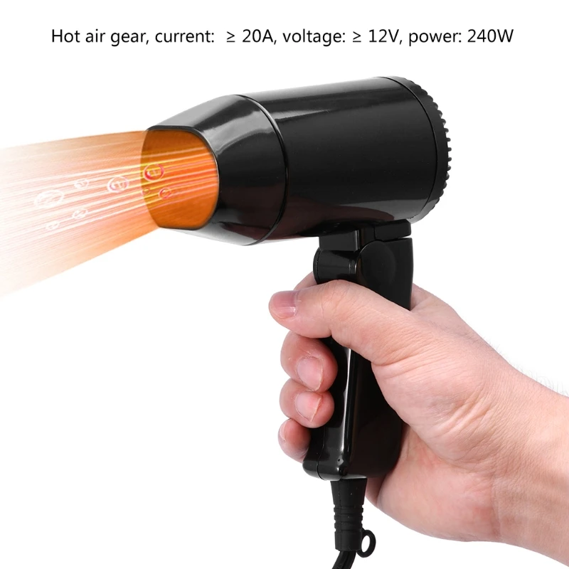 

D0AB Portable 12V Car-styling Hair Dryer Hot Cold Folding Blower Window Defroster